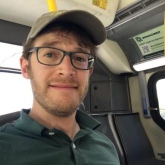 Joel, TRU's Campaigns Manager, on the bus