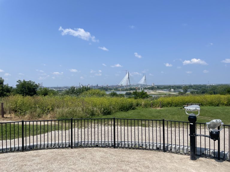 The Gordie Howe Bridge viewed from Windsor.