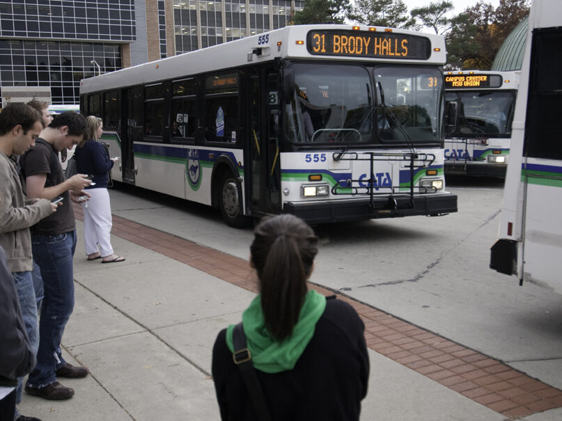 CATA route 31 with riders waiting