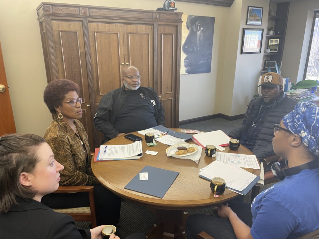 Members of TRU and the ATU meeting with Rep. Myers Phillips head of policy at the Michigan State Capitol