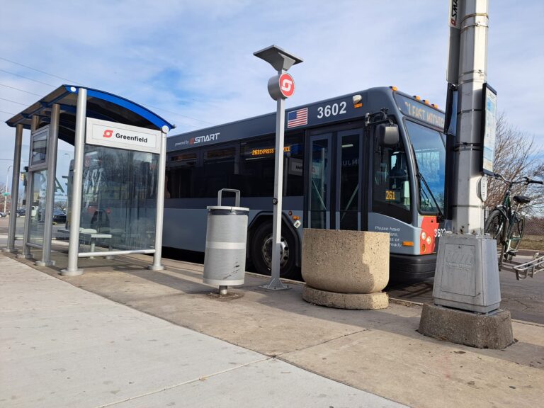 A SMART FAST Michigan at Greenfield bus stop