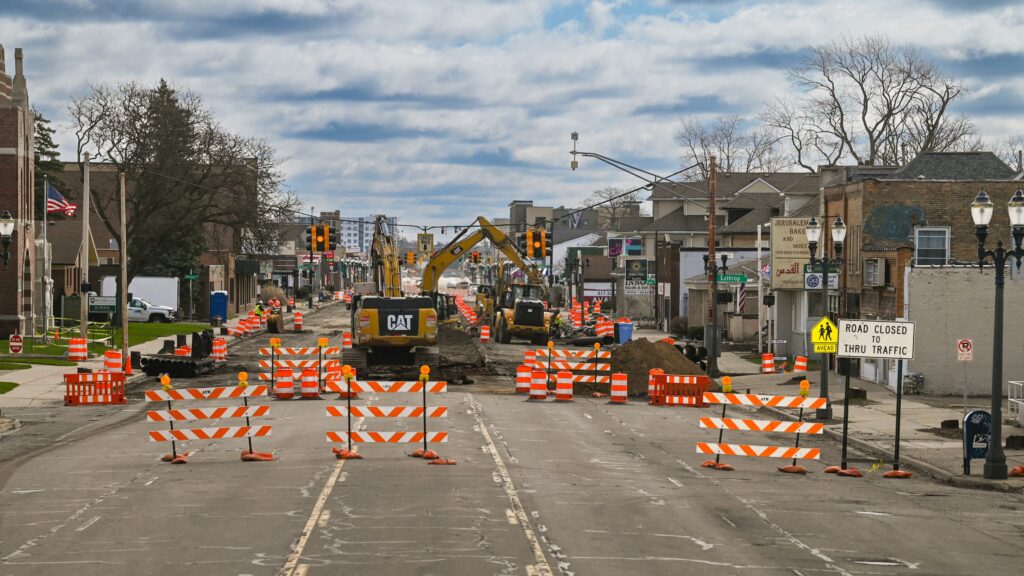Road construction in East Lansing